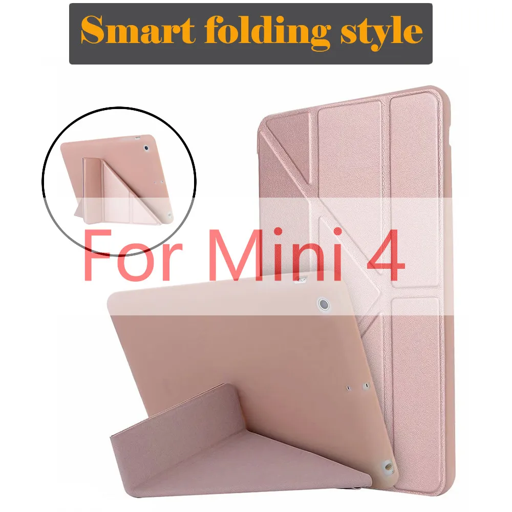 Mini4 Rose Gold Для Apple iPad Mini 4 3 2 1 чехол, тонкий из искусственной кожи+ ТПУ Мягкий задний теплоотвод смарт-чехол для iPad Mini4 Mini 2 Чехол Funda - Цвет: Mini4 Rose Gold