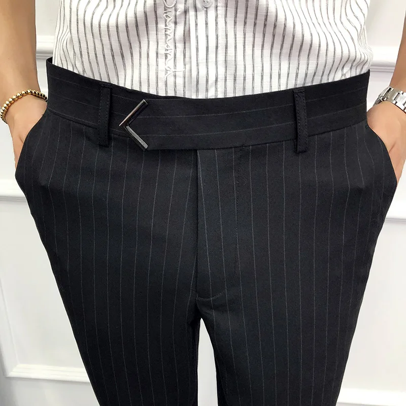 Брендовая Дизайнерская обувь Для мужчин брюки Мода Новое поступление Slim Fit Для мужчин s Брюки ботильоны Длина одноцветное праздничная одежда брюки Для мужчин одежда