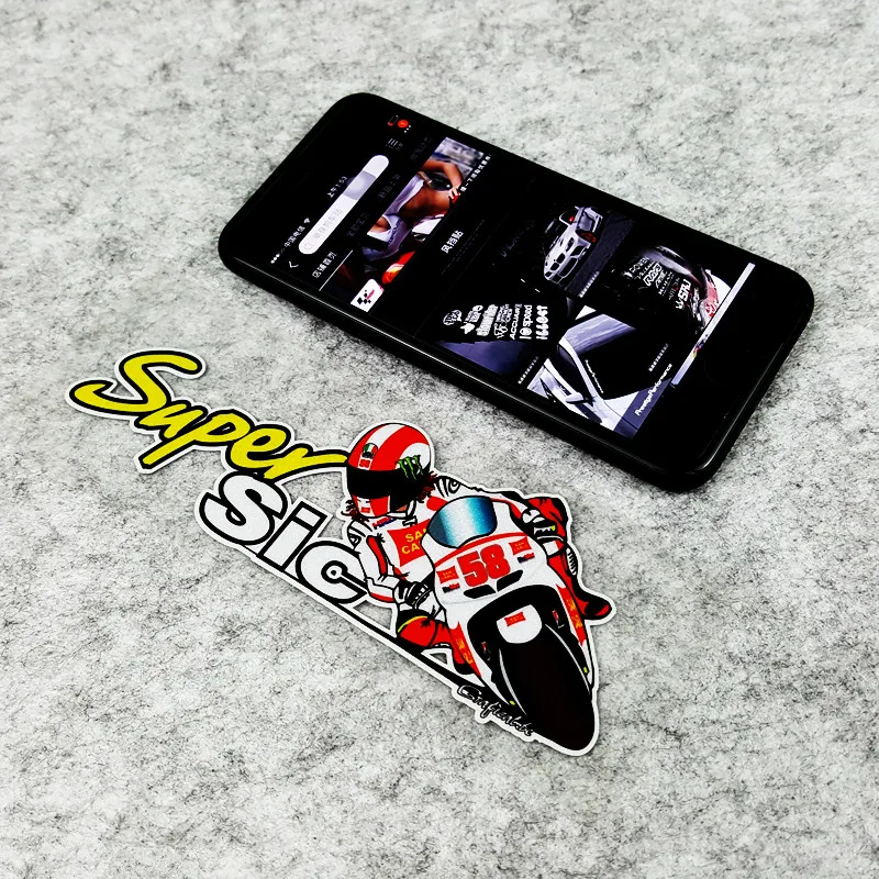 

GalonDeco MOTO GP Racing Reflective Sticker NO.58 Super Sic Car Motorcycle Sticker Decals Moto Helmet Decoration