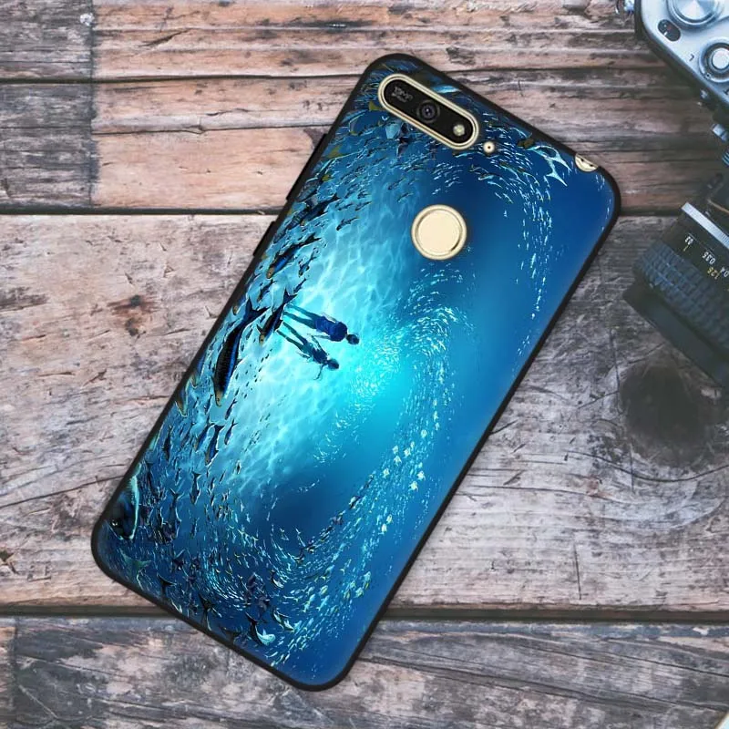 Huawei Honor 7A Pro Чехол, Модный Черный Мягкий ТПУ силиконовый чехол для задней крышки iPhone X 8 7 6 6 s Plus 5 SE чехол для телефона s - Цвет: Black-J