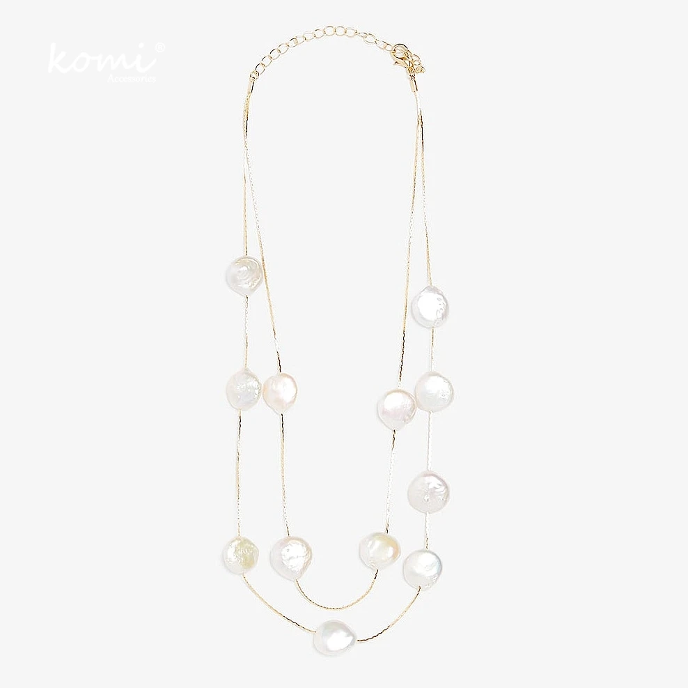 KOMi 20Styles Bohemian Natural Stone Pearls Collar Pendant Necklace for Women Ethnic Chokers Shell Chain Statement Necklace Gift