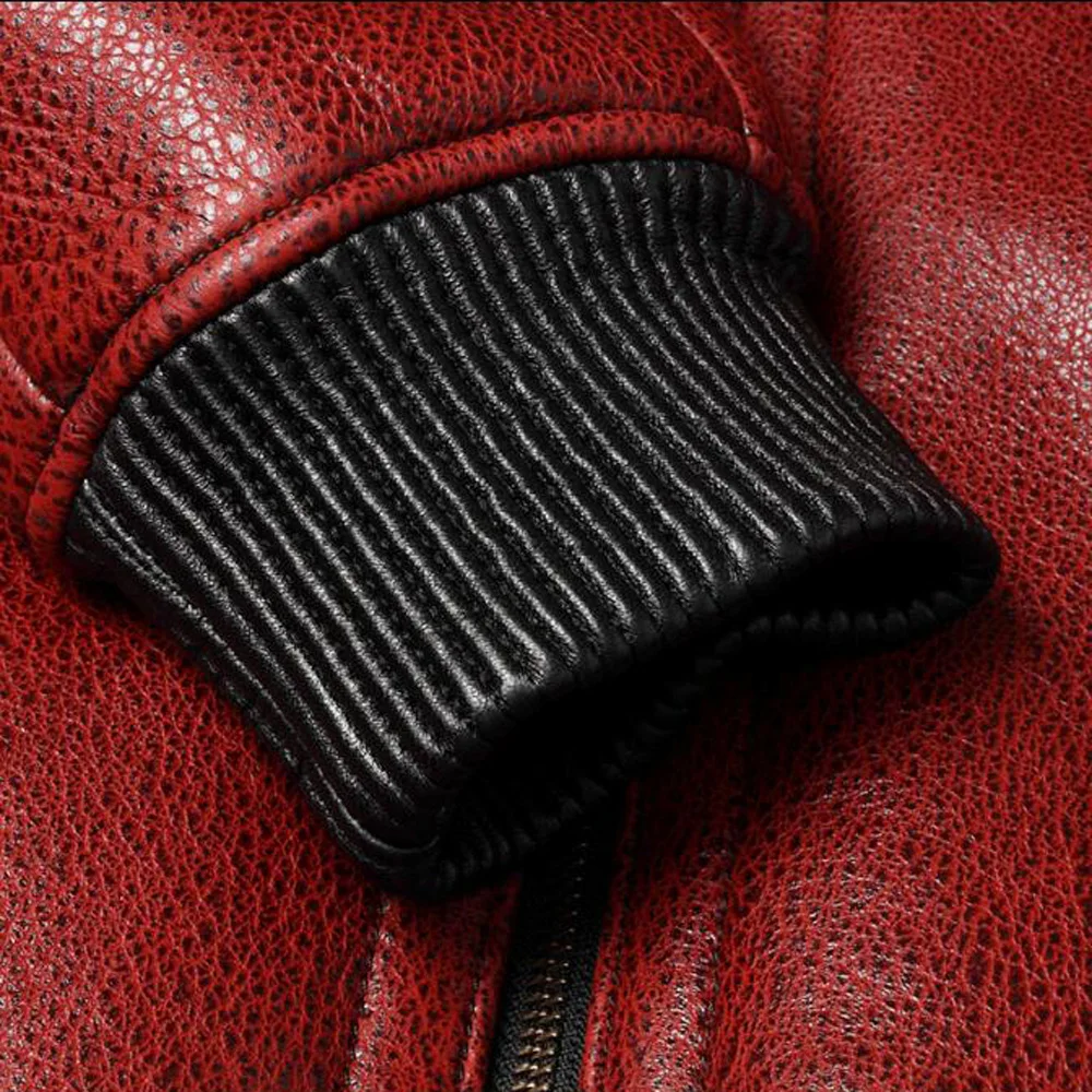 Мужская шуба из овчины красная зимняя верхняя одежда натурального меха 100%