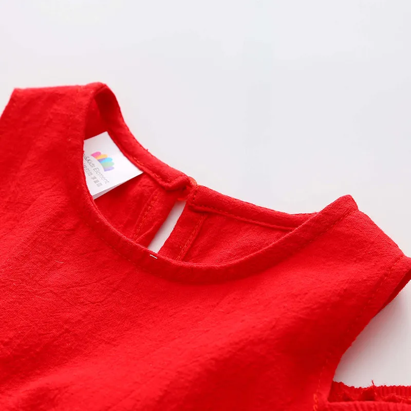 Летнее однотонное красное хлопковое платье без бретелек с короткими рукавами и