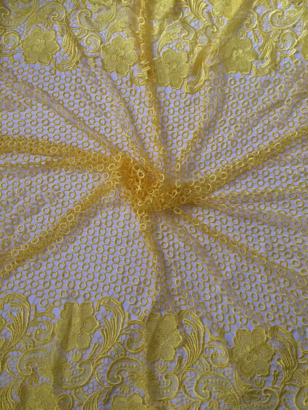 Африканский кружевной шнур из французского гипюра в желтом цвете с бесплатной доставкой! Z-han80811.