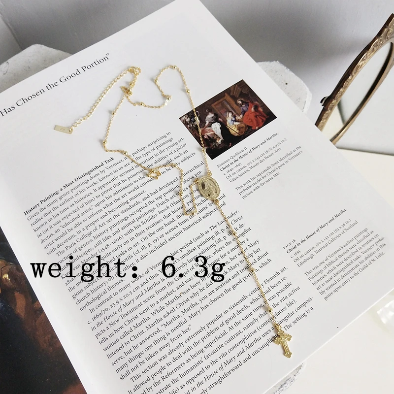 Женская цепочка с бусинами LouLeur Золотистое Ожерелье кулоном из стерлингового