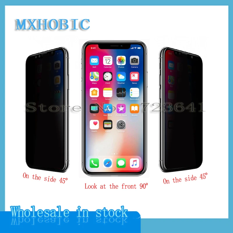 5pcs Full Cover Privacy Tempered Glass For iPhone X XS Max XR 6 6S 7 8 Plus Anti Spy Screen Protector Anti-spy Protective Film | Мобильные