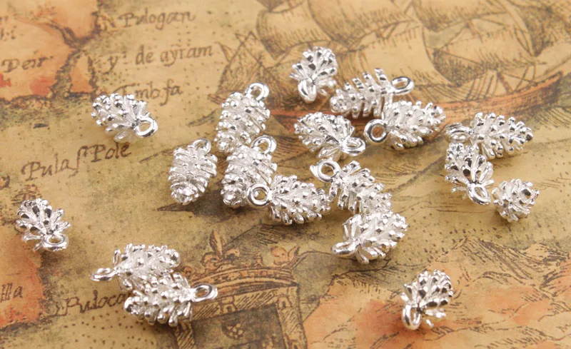 

20PCS Silver Plate Pinecone Charm Pendants #92245
