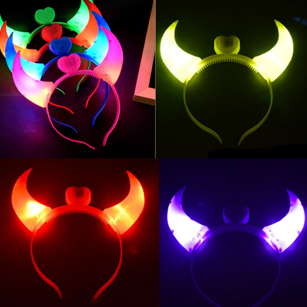 Хэллоуин костюмы дьявола рога светодиодный фонарик красочные детские обручи для