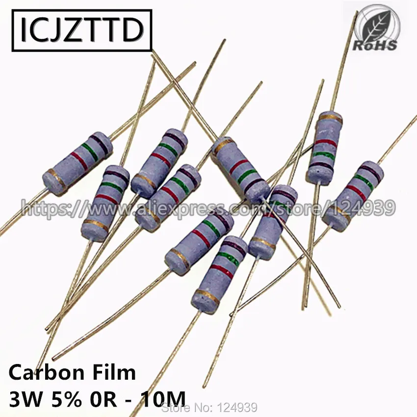 

10pcs 3w 5% 3W Carbon Film Resistor 5% 7.5R 8.2R 9.1R 10R 12R 15R 18R 20R 22R 27R 24R 30R 33R 36R 39R 43R 47R 51R 56R 62R 68R