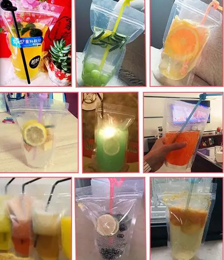 

500pcs/lot 450ml Transparent Self-sealed Plastic Beverage Bag DIY Drink Container Drinking Bag Fruit Juice Food Storage Bag