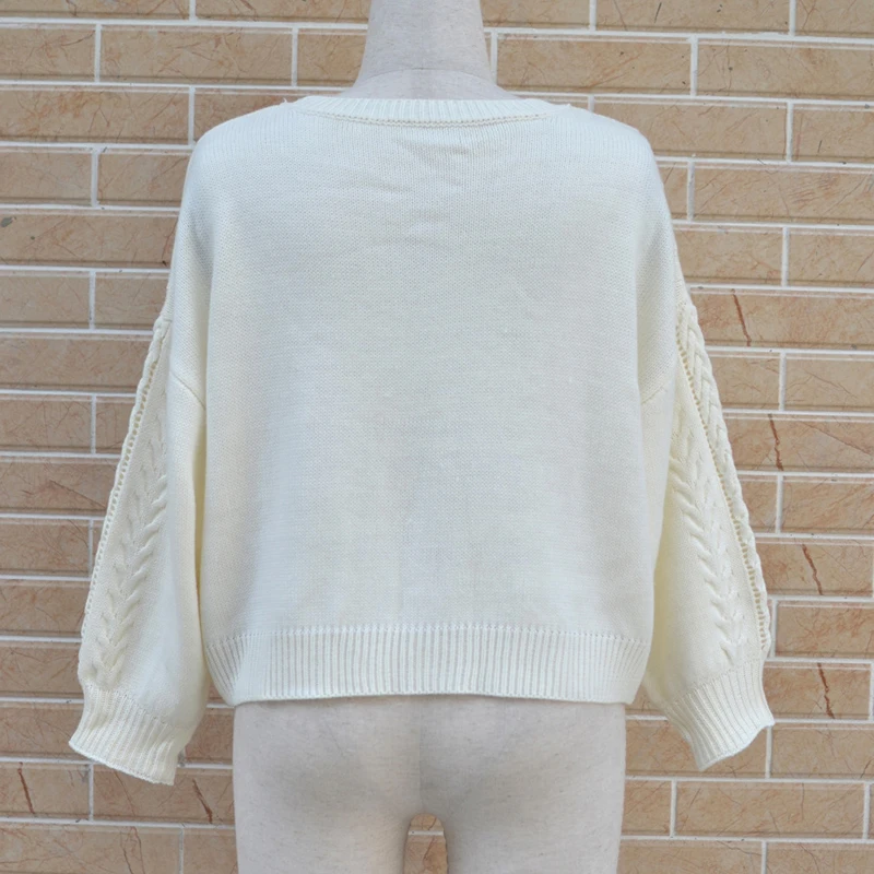 Autumn Winter Pullovers womens 2019 Knitted Women white Pullover Bat Sleeve Hole Sweater female Casual Loose Female Jumper pull | Женская