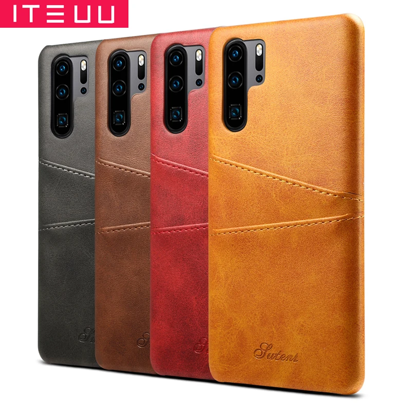 

ITEUU P30 P30PRO Retro Leather Case for Huawei P30 P30 PRO Cases Card Slot High Quality Luxury Back Cover Shockproof