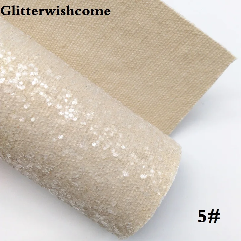 Glitterwishcome 30X134 см мини рулон синтетическая кожа, Fluo толстый блеск кожа ткань винил для луков, GM046