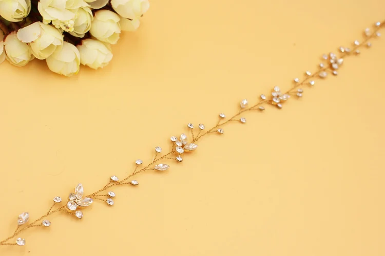 Женский обруч для волос SLBRIDAL простой винтажный с прозрачными кристаллами