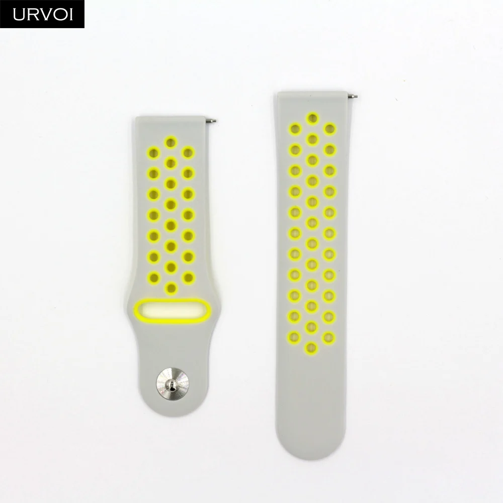 Grey Yellow URVOI для Galaxy Watch Active/42/46 мм gear sport Силиконовый ремешок быстроразъемные контакты мягкий сменный 22 мм/20 мм - Цвет ремешка: Grey Yellow