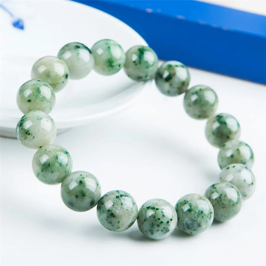 Genuine Green Gemstone Natural Dushan Jade Bracelets 13mm Powerful Crystal Stretch Round Bead Bracelet Drop Shipping | Украшения и