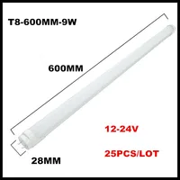 25pcs/lot 24V LED Tube Light T8 Fluorescent LED Lamp 600MM 9W LED Solar Tube CE&ROHS 2FT 0.6M 12V 24V LED Bulb Indoor Lights