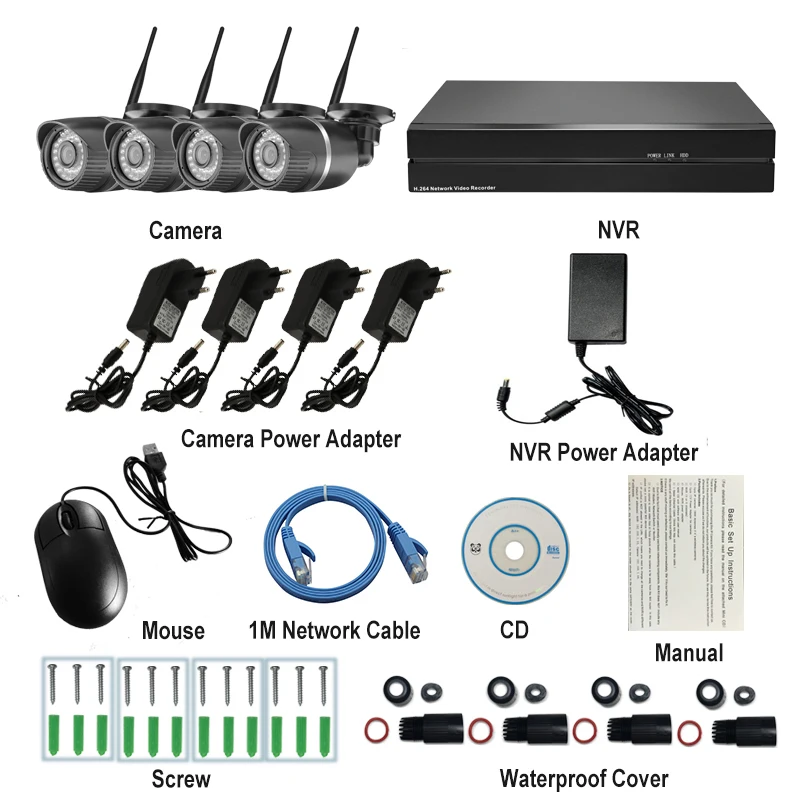 HJT 4CH сетевая камера набор 8 способов NVR H.264 720P P2P WIFI CCTV Открытый водонепроницаемый