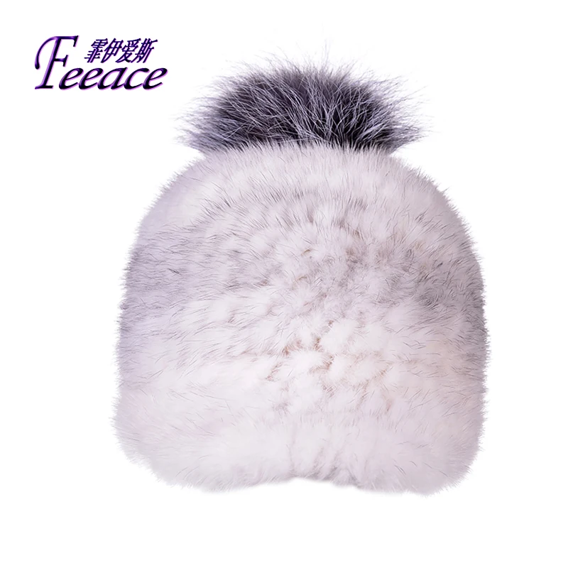 FEEACE Visors теплая зимняя шапка Серебряная лиса фу Норковая кепка норковая модные