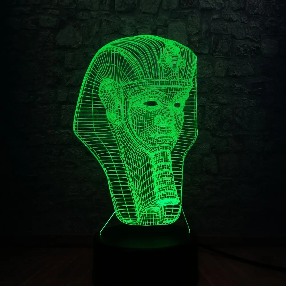 Оптовая продажа RC 3D Египетский Сфинкс Фараон светодиодный светильник USB ночник