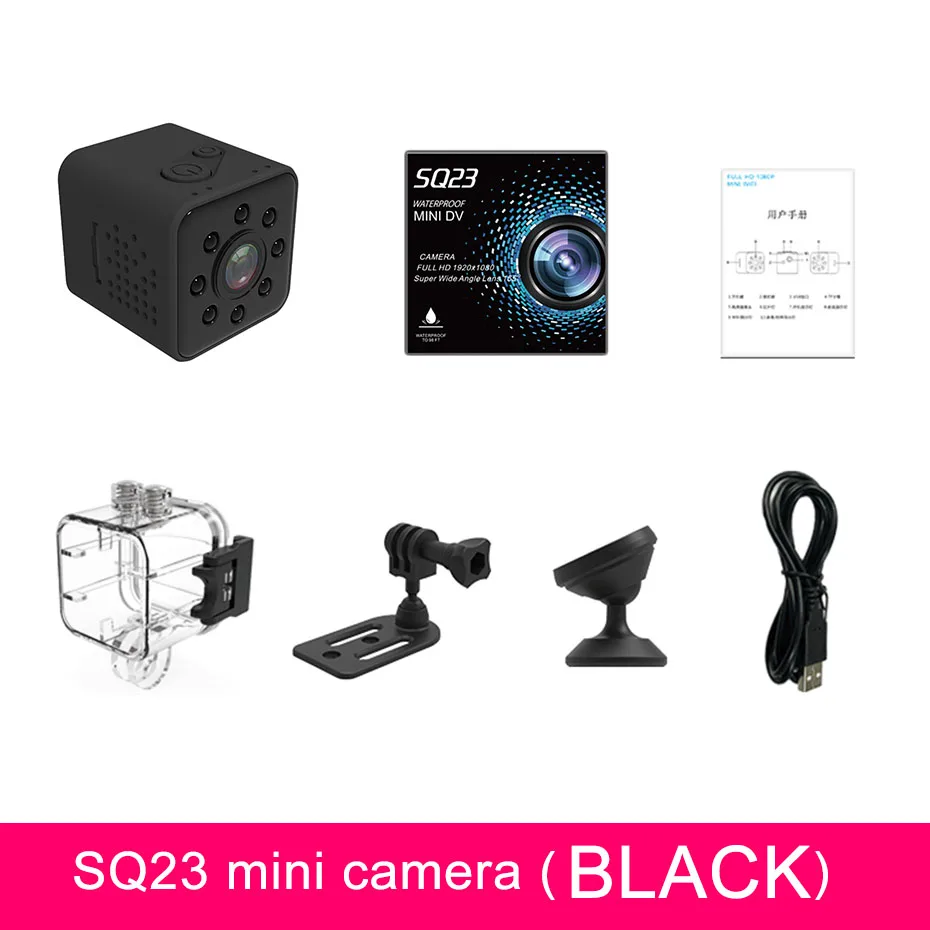 SQ23 Black Мини-камера, Wifi, 1080 P, Full HD, SQ23, широкоугольная микро-камера, Wifi, водонепроницаемая, ночное видение, мини-видеокамеры, видео рекордер, Pk SQ13 - Цвет: SQ23 Black