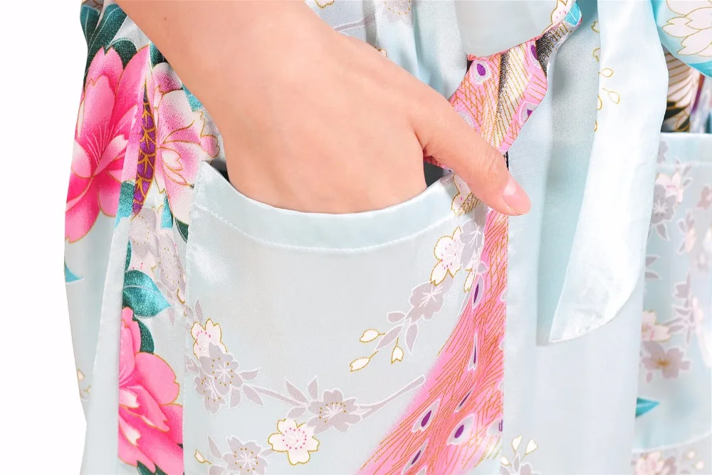 

Hot Sale Light Blue Female Silk Rayon Robe Chinese Style Floral Bath Gown Summer Casual Nightgown Oversize XXXL S001-K