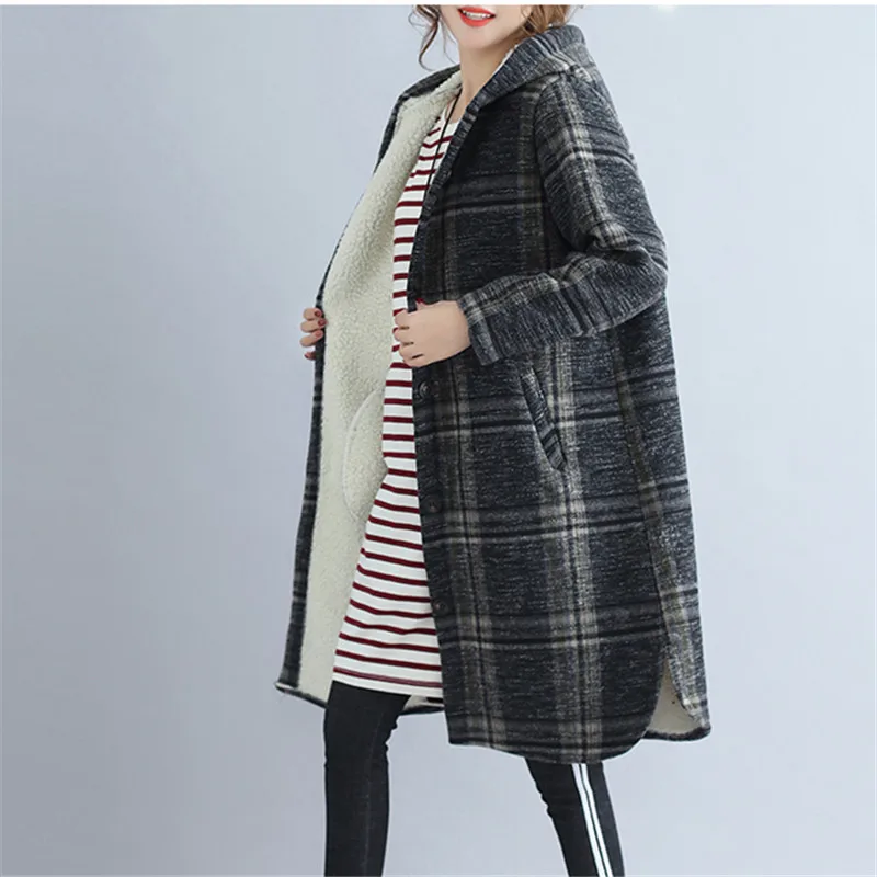 2019 осенне зимнее длинное пальто плюс размер женская новая одежда бархатная