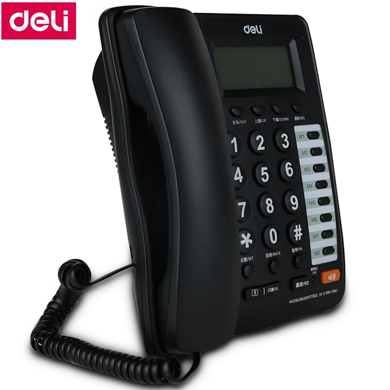 Deli 784 Тип сиденья телефонный набор телефон с проводом настенный подвесной идентификатор телефонных вызовов дисплей и память офис дома