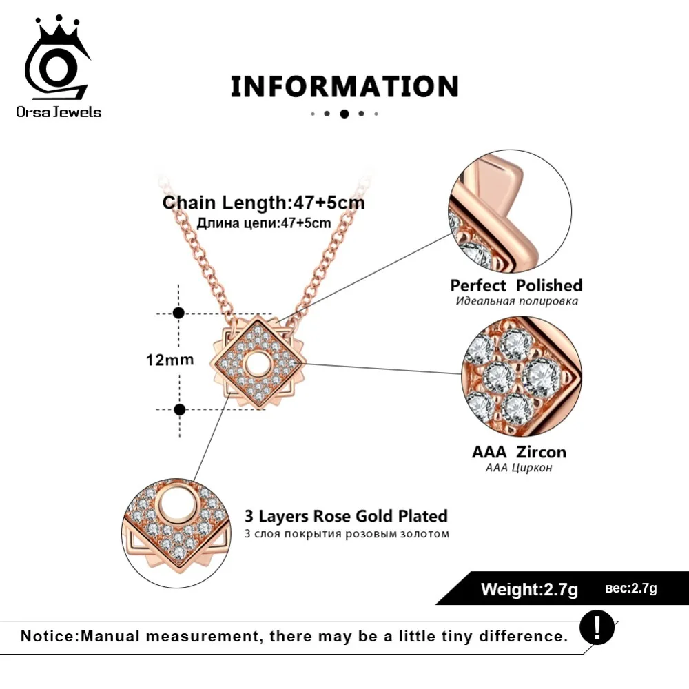 ORSA JEWELS длинное ожерелье для женщин серебряного цвета золотого цвета розового золота цвета с AAA ослепительный фианит женские свадебные украшения ON163