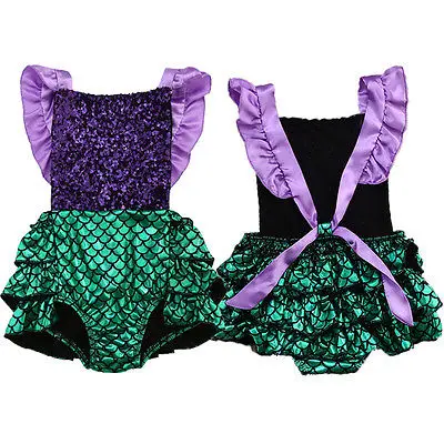 2016 боди для новорожденных девочек с блестками 0-24 месяцев русалочкой маленьких