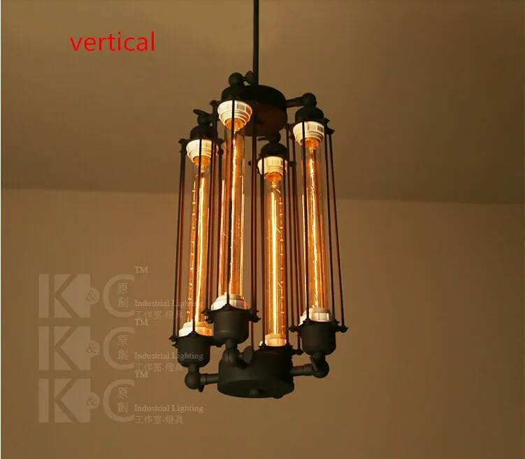 Подвесной светильник RH Lofts винтажный металлический в стиле стимпанк 4 лампочки |