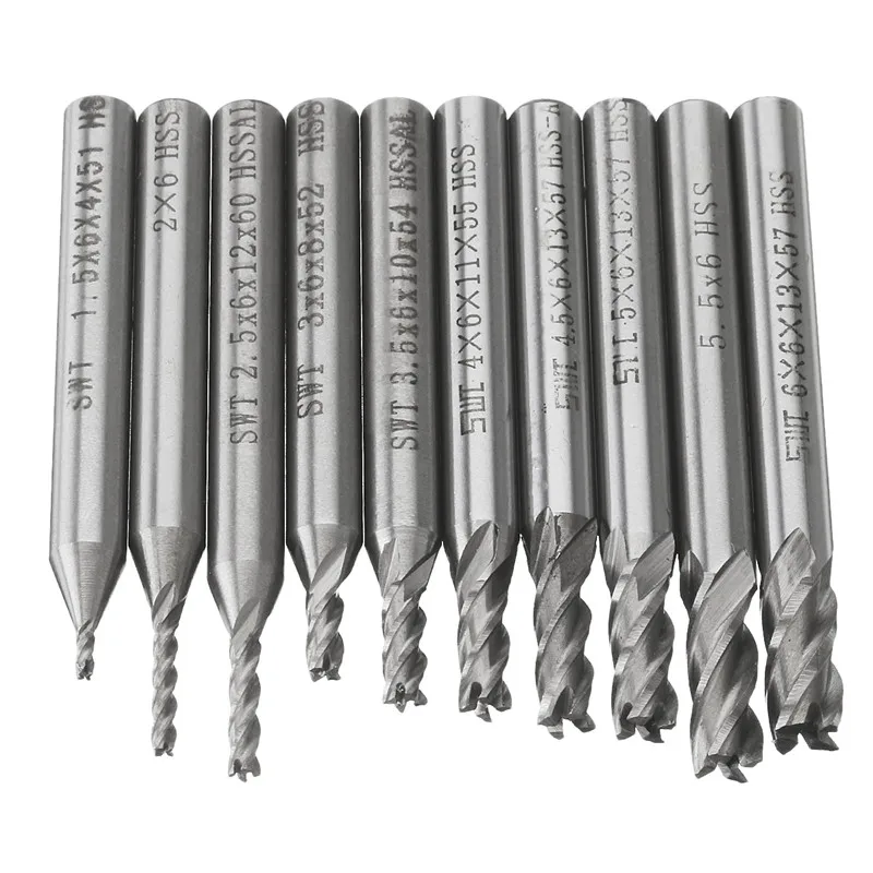 Новинка Концевая фреза с 4 канавками из быстрорежущей стали 10 шт./компл. 1 5-6 мм
