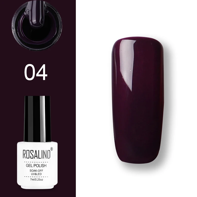 04 ROSALIND набор гель-лаков UV Vernis полуперманентный праймер верхнее покрытие 7 мл полигель-лак для маникюра - Цвет: 04