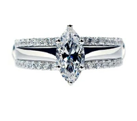 1ct set rings marquise cut diamond ring solid platinum 950 ring white gold engagement jewelry