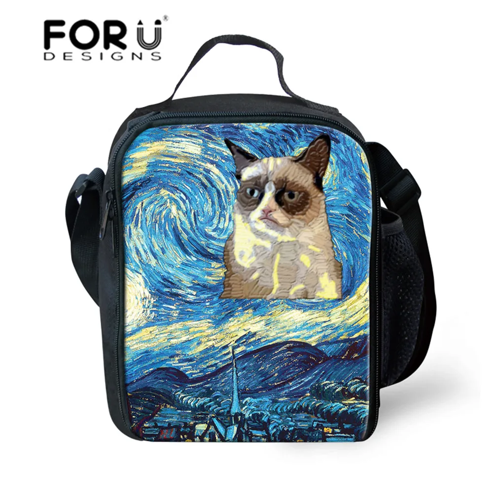 

FORUDESIGNS Tumblr Style New 3D Galaxy Cat Printing Lunch Bag Pouch Storage Box Insulated Picnic Tote High Quality