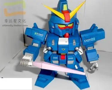 SD Gundam Series RX 79BD 02 Blue Destiny Machine 2 3D Paper Model DIY|Картонные конструкторы| |