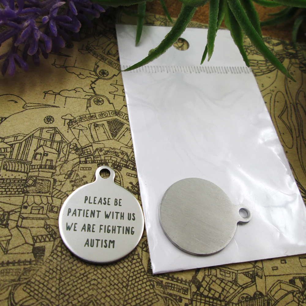 Подвески из нержавеющей стали для ожерелья, «Будьте терпеливы с нами, мы сражаемся с аутизмом», 20 шт.