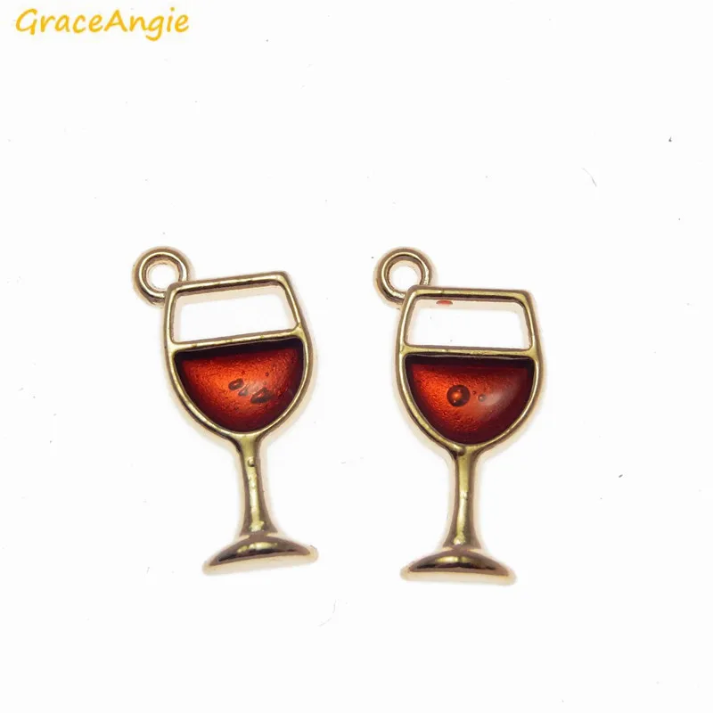 GraceAngie 12 шт Красочные эмаль вина в чашке Кубок Подвеска Шарм для DIY стильные