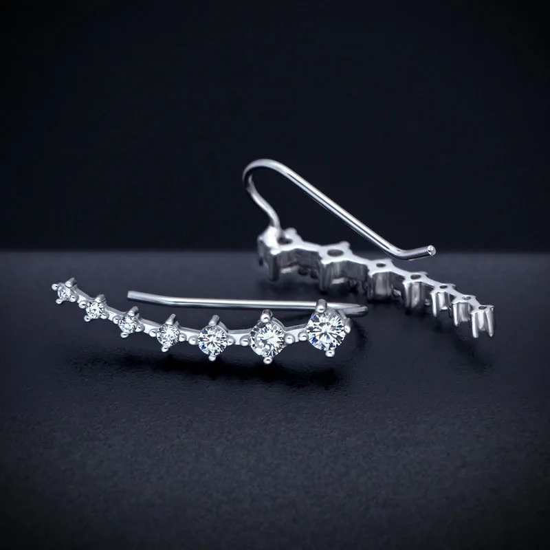 Женская серебряная Ушная манжета с цветком из фианита висячие серьги кубическим