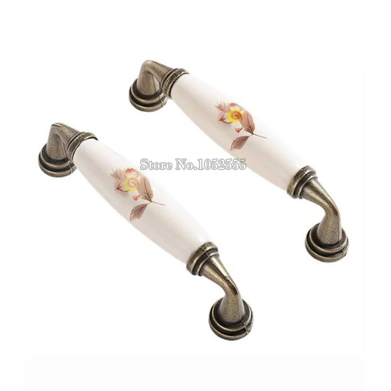 Горячая продажа 10 шт печатные керамические дверные ручки Европейская