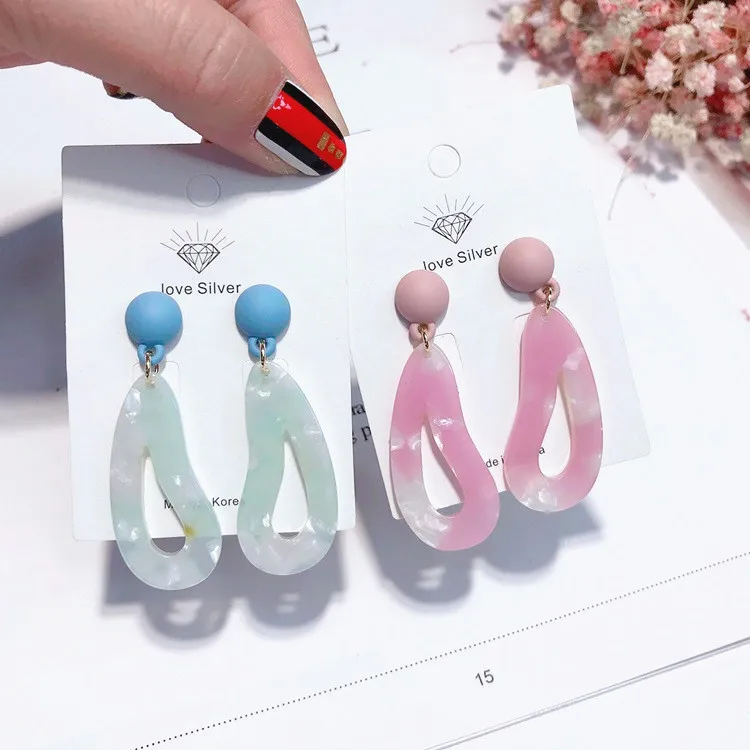 acrylic geometric earring Hypoallergenic fadeless alloy fashion jewelry stud earrings for women girl Christmas gift | Украшения и