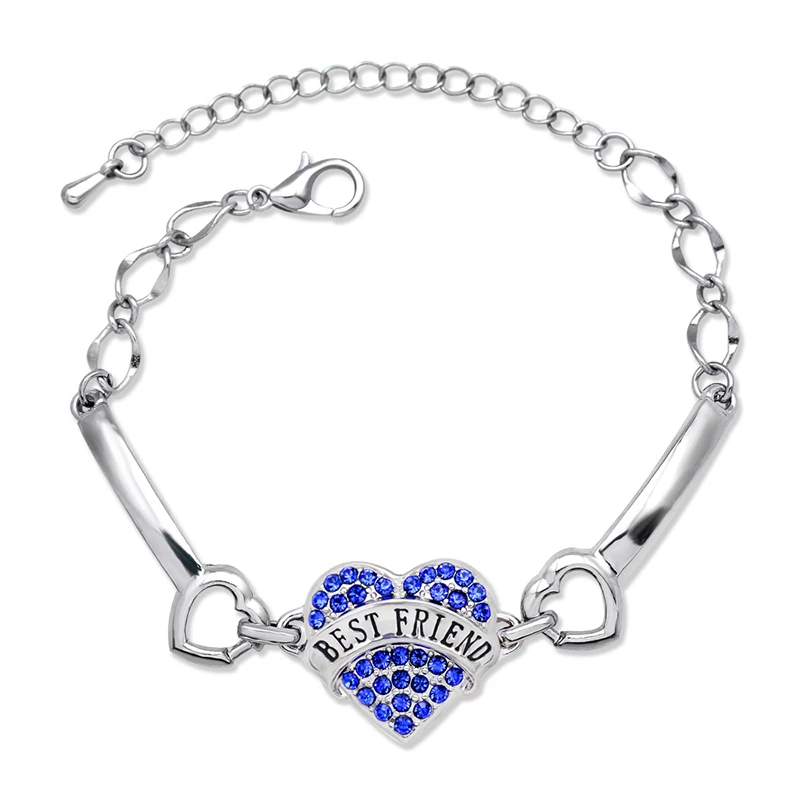 XIAOJINGLING Crystal Pendant Bracelet Pink/White/Blue Heart Bangles Bracelets Women Jewelry Best Friend Gifts Christmas | Украшения и