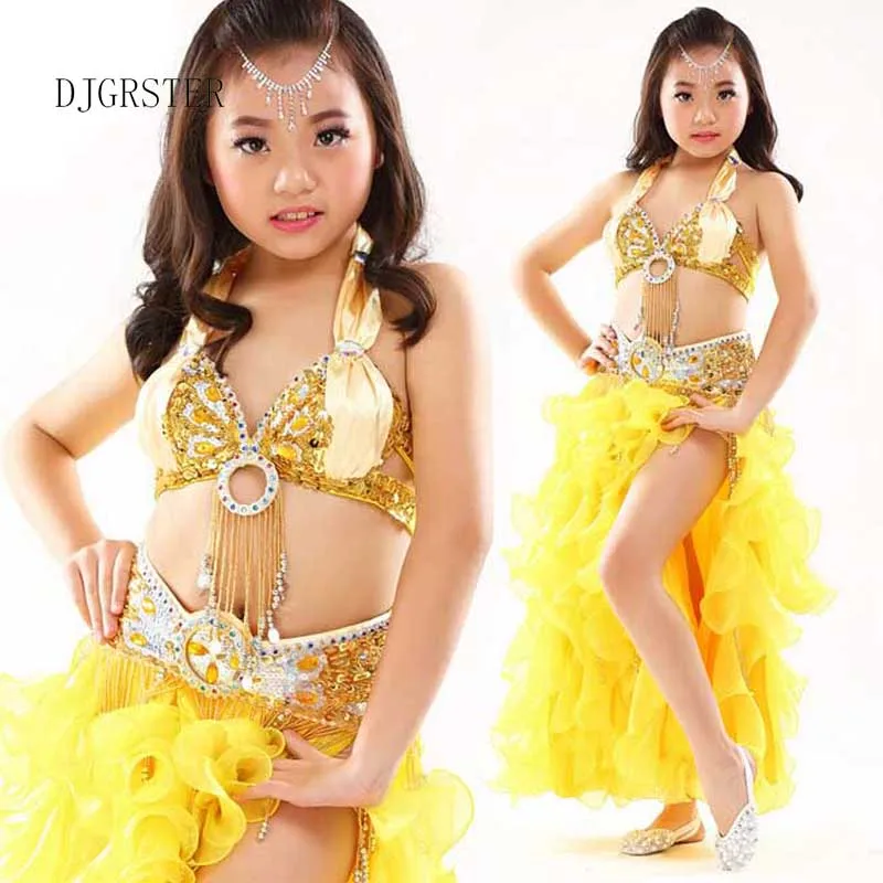 DJGRSTER 2020 Детские костюмы для танца живота 2 3 шт. (бюстгальтеры + юбка цепочка на
