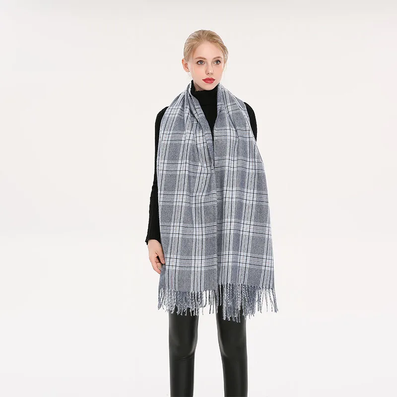 Женский Длинный шарф в клетку бренд YILIAN Fashion зимний плотный кашемировый