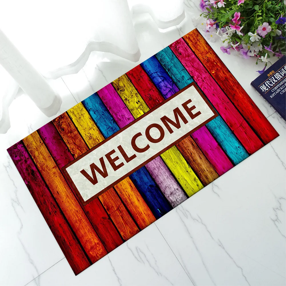 Multicolor Welcom Funny Words Outdoor Doormats Rubber Anti Slip Alfombra Cocina Entry Front Door Mats Tapis De Cuisine | Дом и сад