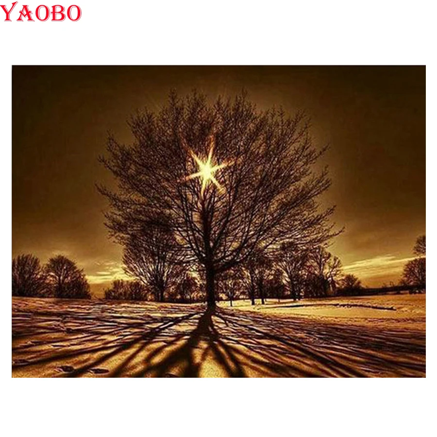Полный квадратный алмаз 5D DIY Алмазная картина пустыня живописные деревья вышивка