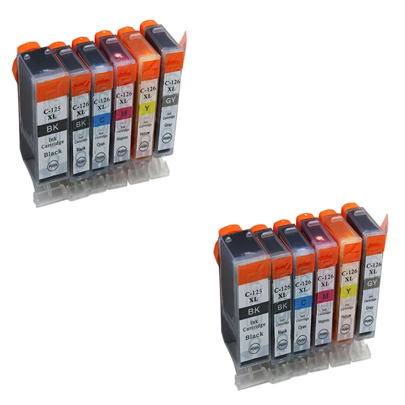 

12pcs compatible Luocai for canon PGI125 CLI126 ink cartridge For canon PIXMA IP4810/IP4910/IX6510/MG5210/MG5310 printer 125