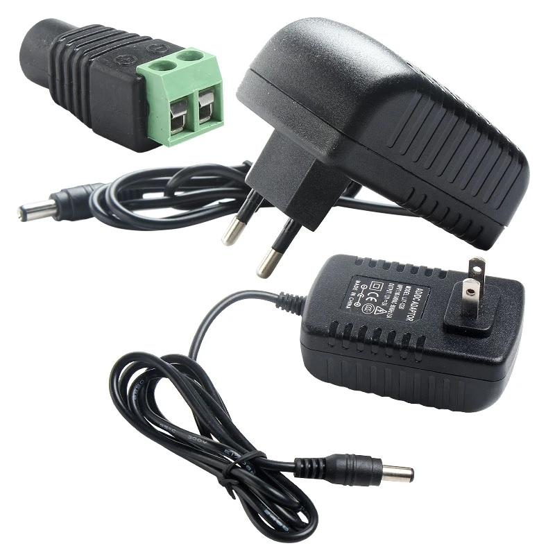 

NEW 1 PC AC100-240V To DC 12V 2A Converter Power Adapter EU/US Plug Transformer +Female for LED Strip Light Dropshipping