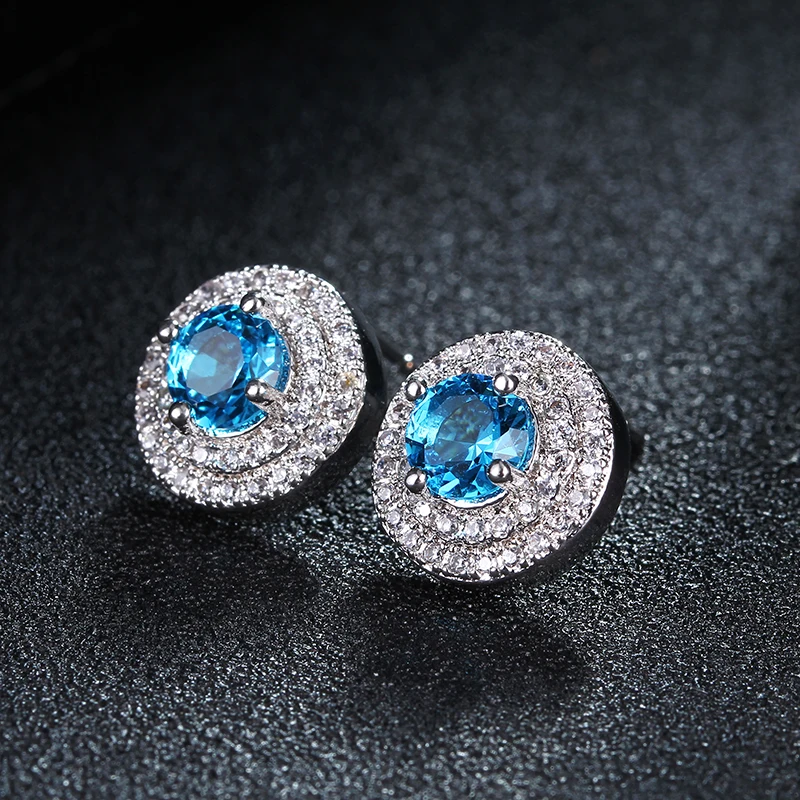 Женские серьги гвоздики с фианитом цвет белое золото|earrings for women white|earrings womenfashion