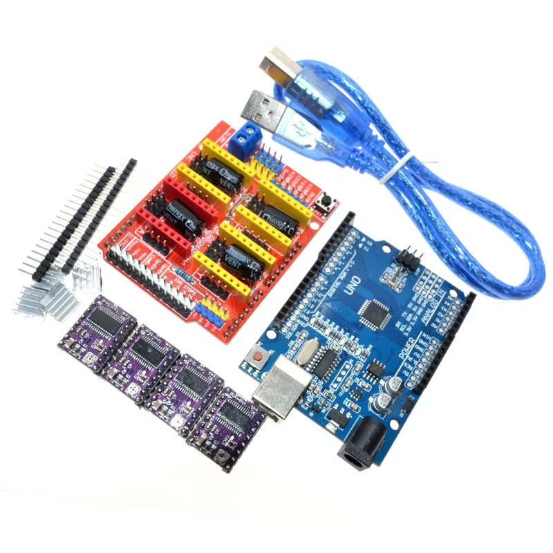 cnc shield V3 гравировальный станок 3D Printe+ 4 шт DRV8825 Плата расширения драйвера для Arduino+ UNO R3 с USB кабелем